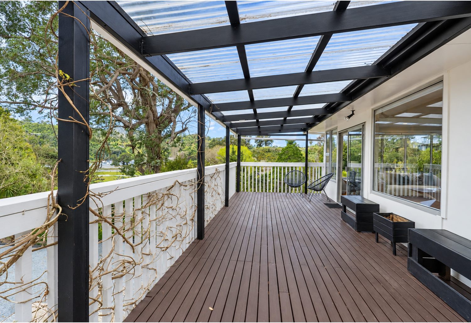 Covered north-facing deck — 16 Flounder Point Road, Stillwater, Rodney