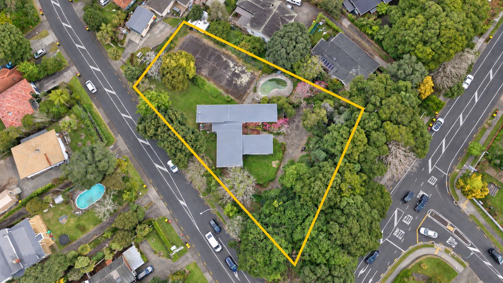 Boundary aerial — 61 Hill Road, Hill Park, Manukau