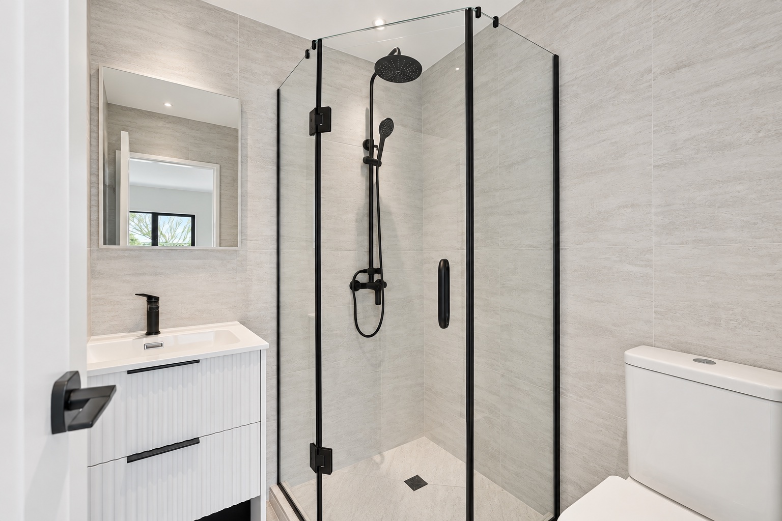Ensuite bathroom with a glass shower