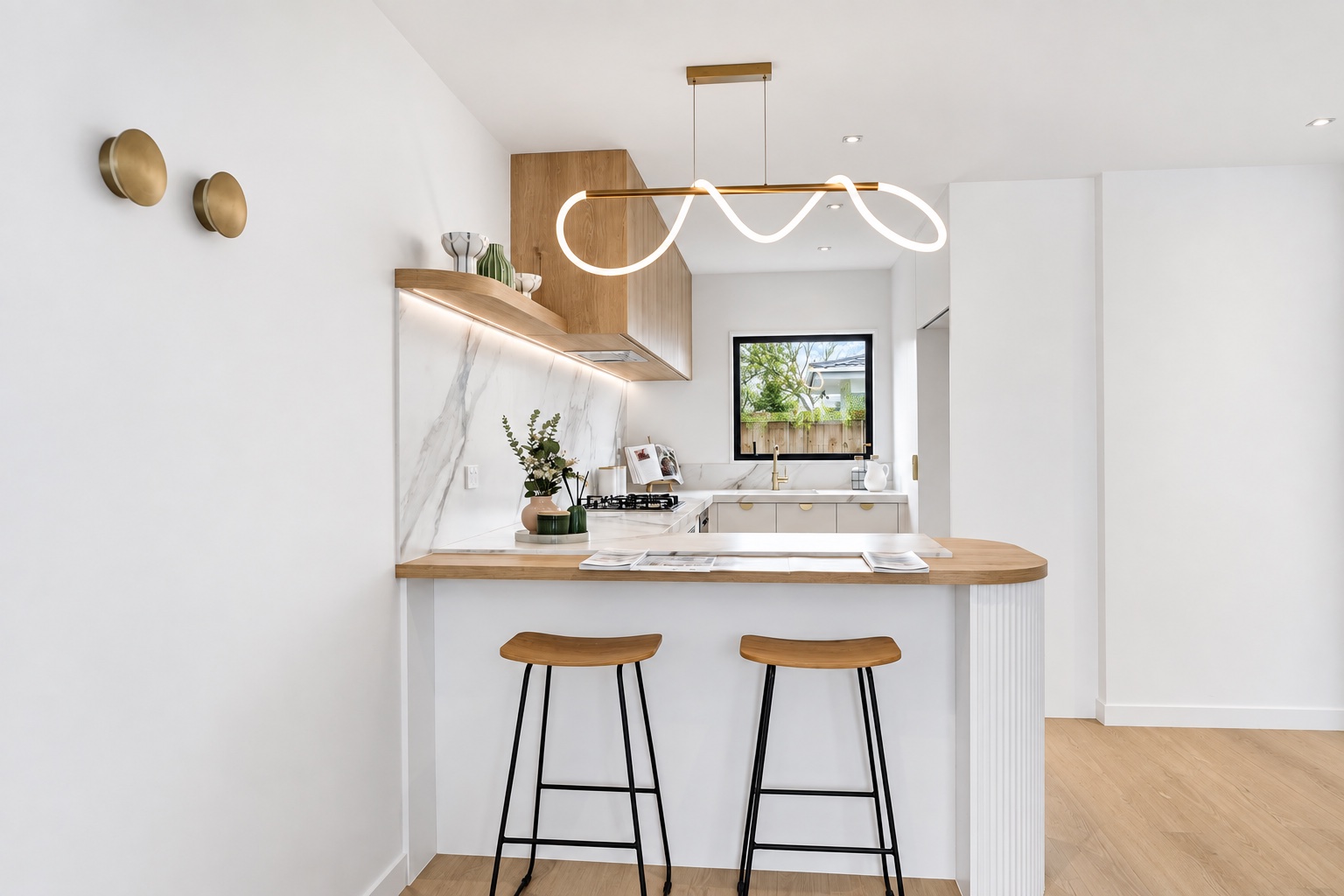 Contemporary kitchen with a breakfast bar